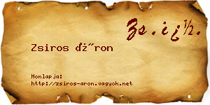 Zsiros Áron névjegykártya